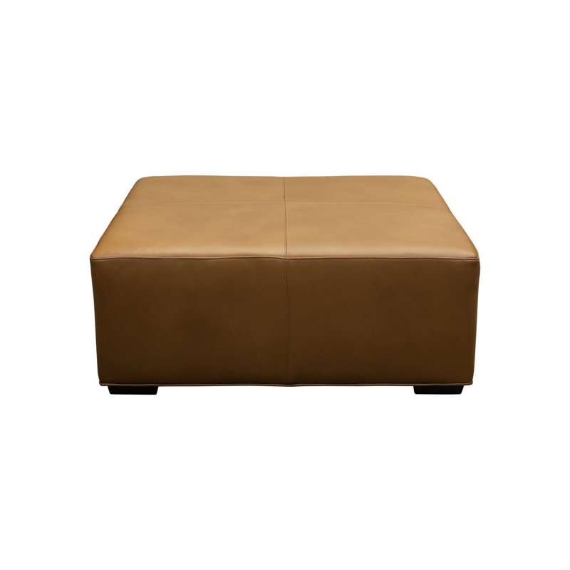 Cocktail Hour  Ottoman in Kudos Seagrass, Morgan Caramel