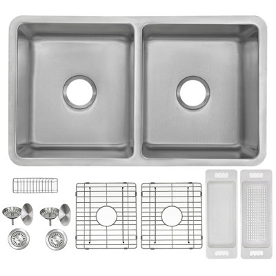 32'' L Double Bowl Stainless Steel Kitchen Sink