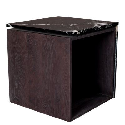 Authentic Italian Marble with Natural Oak Wood Occasional Table / Night Stand
