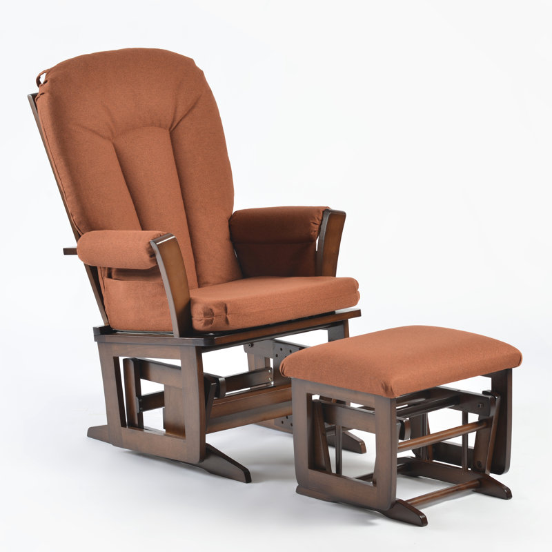 Fauteuil oscillant et repose-pieds Joy, Bois espresso, Terracotta