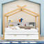 Lit simple en bois avec lit gigogne et tablettes de rangement
