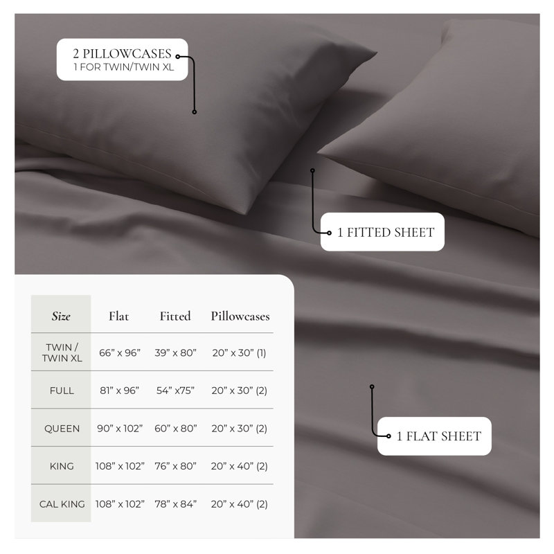Viscose from Bamboo & Cotton Blend Jersey Knit Sheets, California King, Charcoal