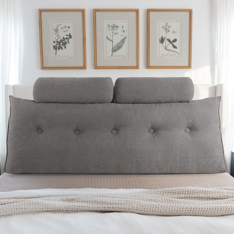 Relvet Back Support Throw Pillow, 19.7"H x 79"W, Gray