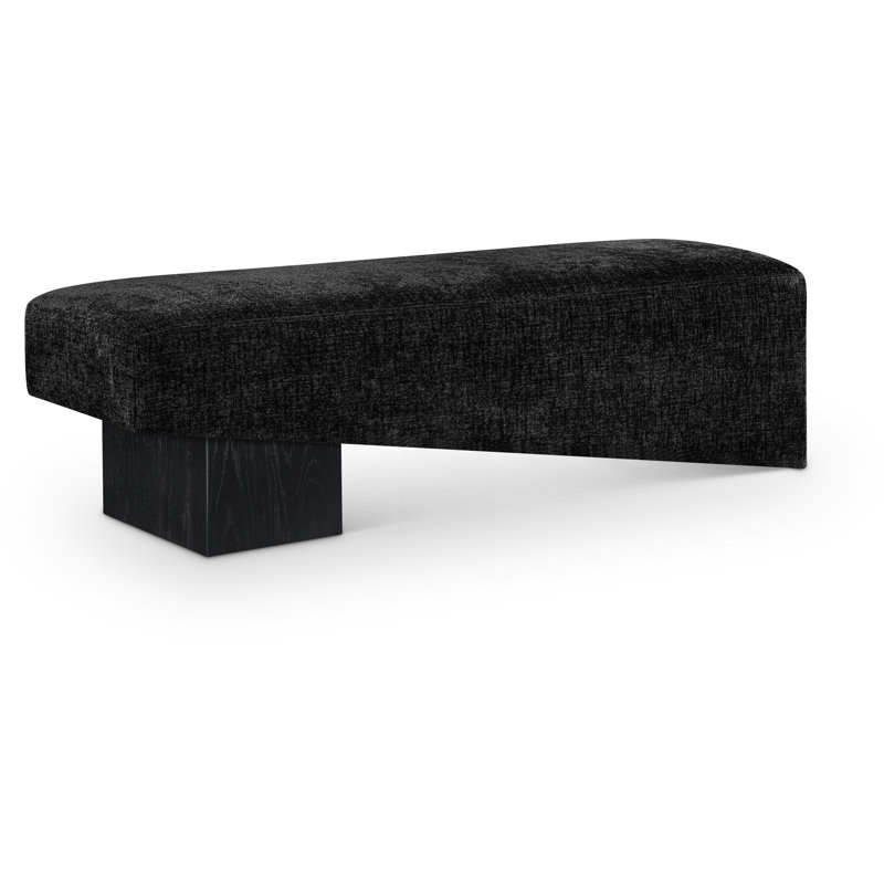 Alora Fabric Bench, Black, Black Polyester Fabric