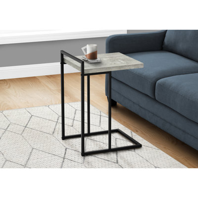 Support pour plante de chambre à coucher -, stratifié gris, table d'appoint en métal robuste noir pour le salon, plateau en stratifié, base