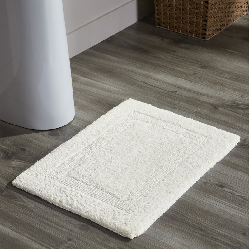Rozanne Reversible Cotton Bath Rug, Ivory, 17" x 24" Rectangle