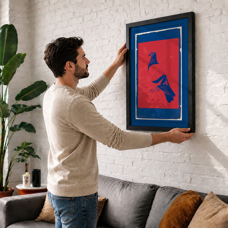 Two Birds in Profile Geometric - Framed Print, A1 - 84.1 x 59.4 cm, Unframed