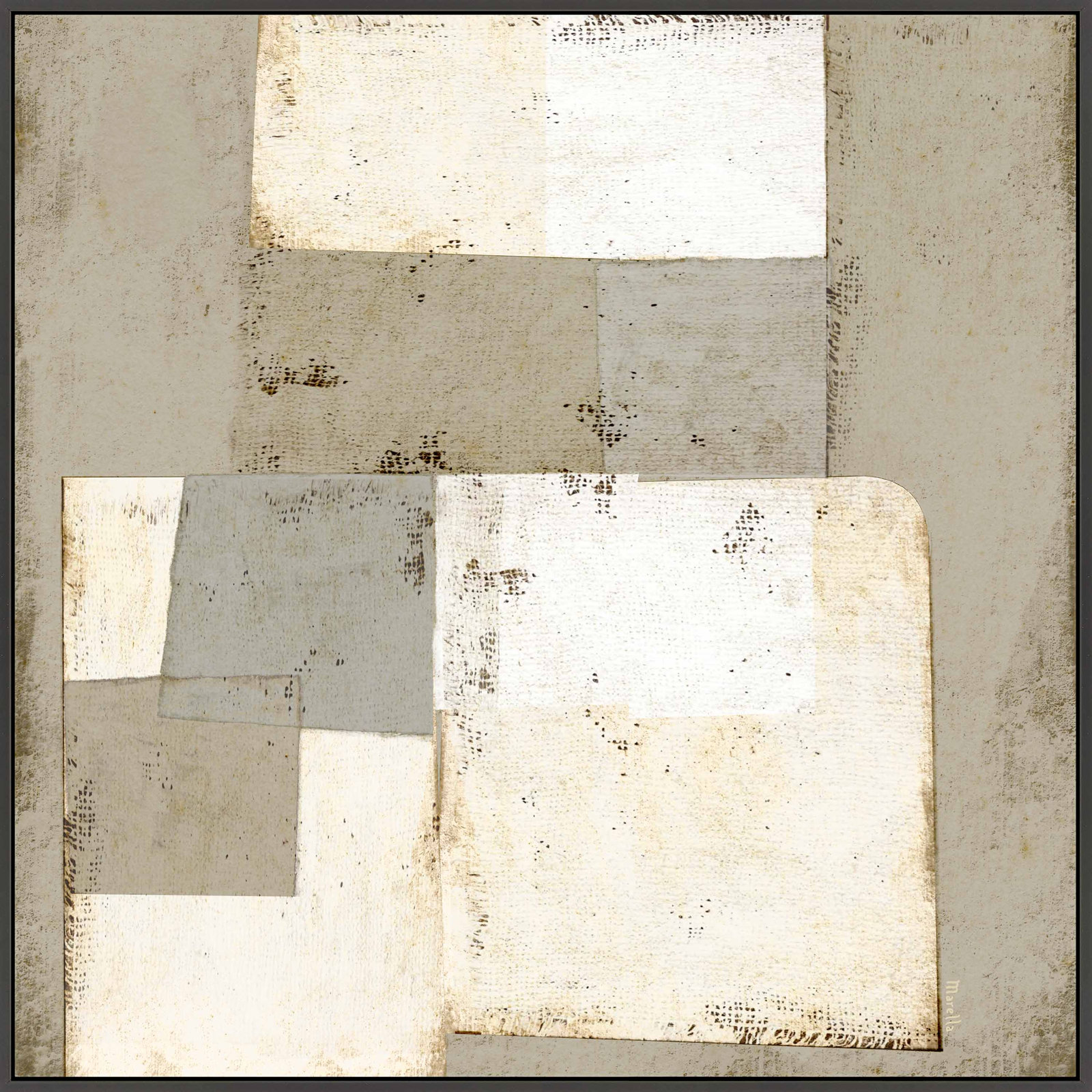 Patchwork Neutrals by Marco Marella for Studio M - Framed Wall Art, Paper, Maple, 16" H x 16" W