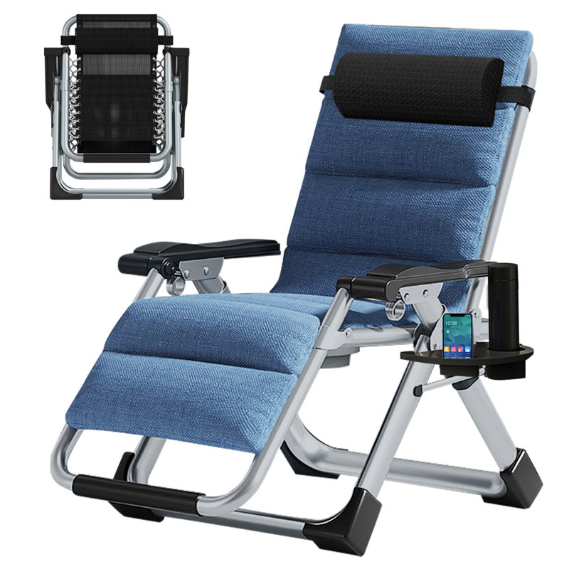 Zero Gravity Chair, Padded Adjustable Reclining Lounge Chair with Removable Headrest, Supports Over 440lbs, Blue