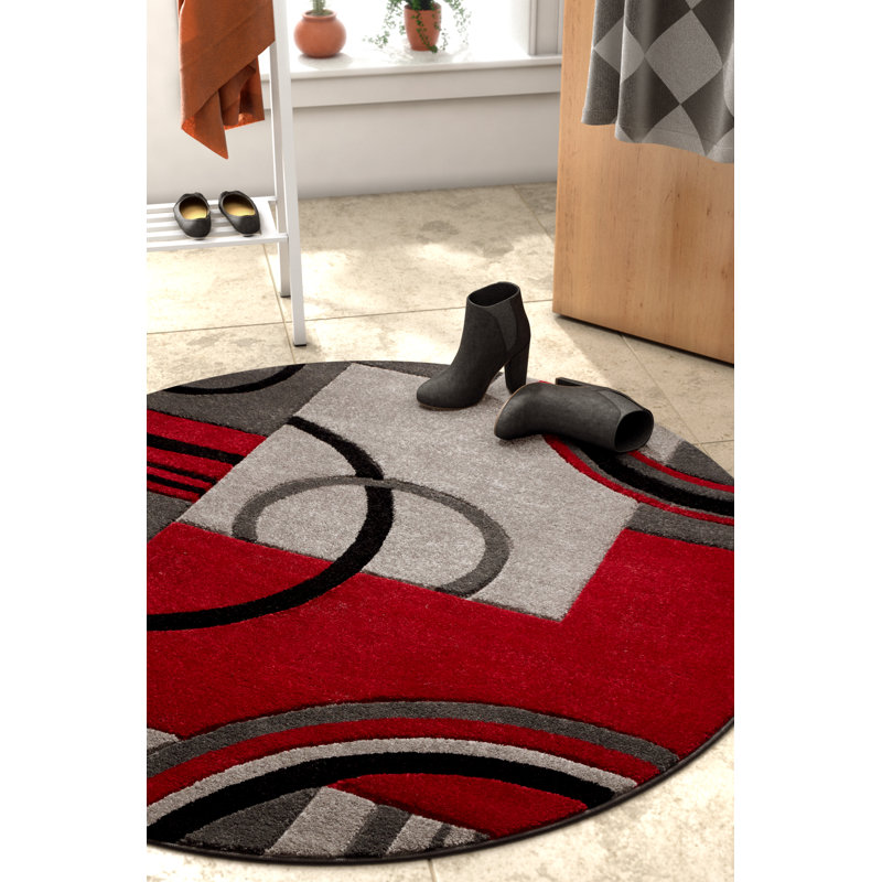 Ruby Geometric Synthetic Area Rug, Round 160cm