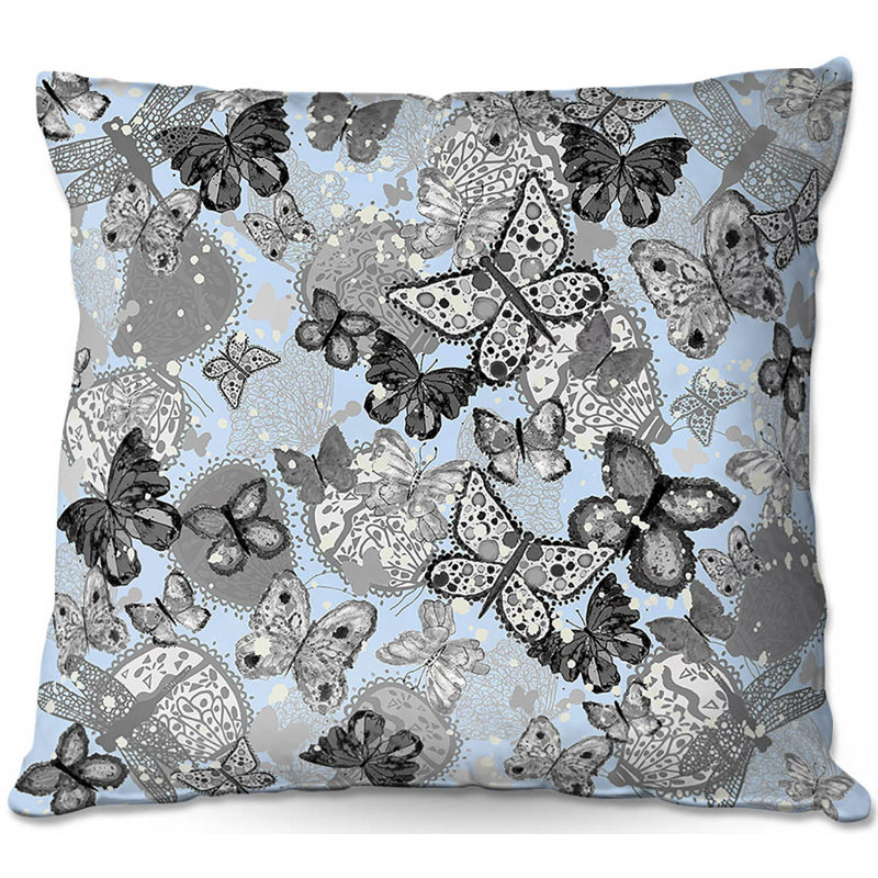  Coussin Couch Butterflies, 20 po x 20 po, Bleu pâle