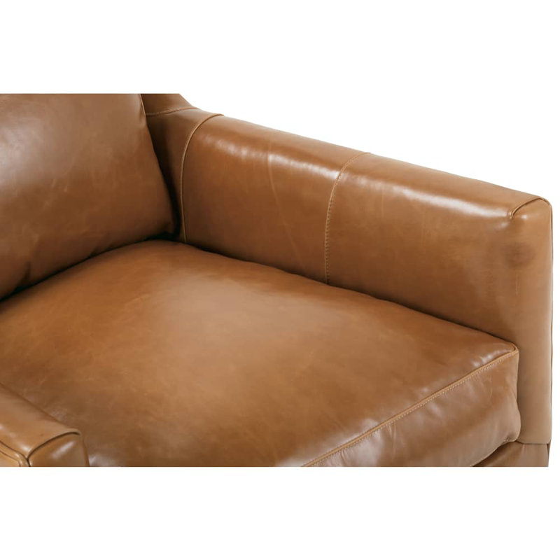 Madeline Armchair, Brown Genuine Leather, Carob