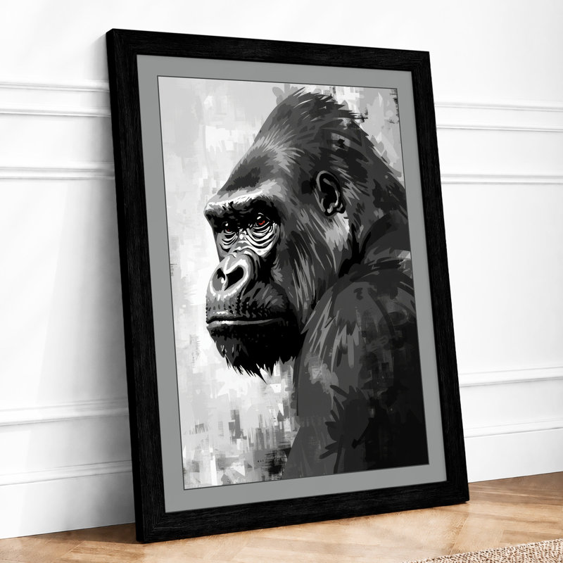 Primate Portrait Modern - Framed Print, Black, A3 - 42.0 x 29.7 cm