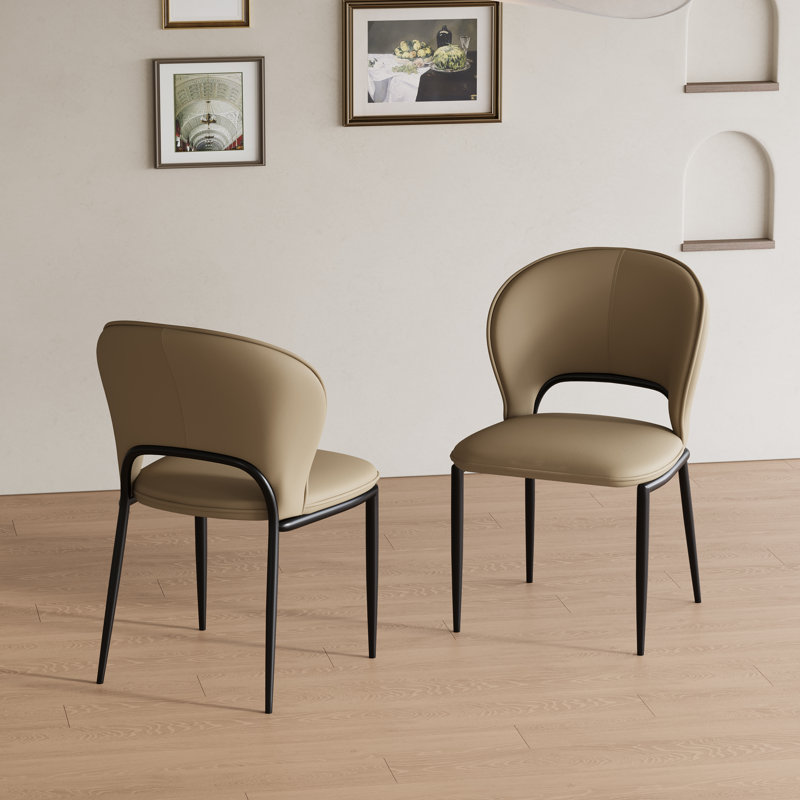 Modern 4-Leg Upholstered Gray Chair(Set of 2), Brown, 2