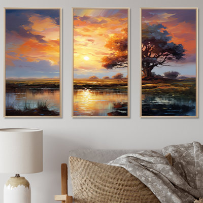 «Sunrise Autumn Country Panorama», ensemble d'art mural sur toile