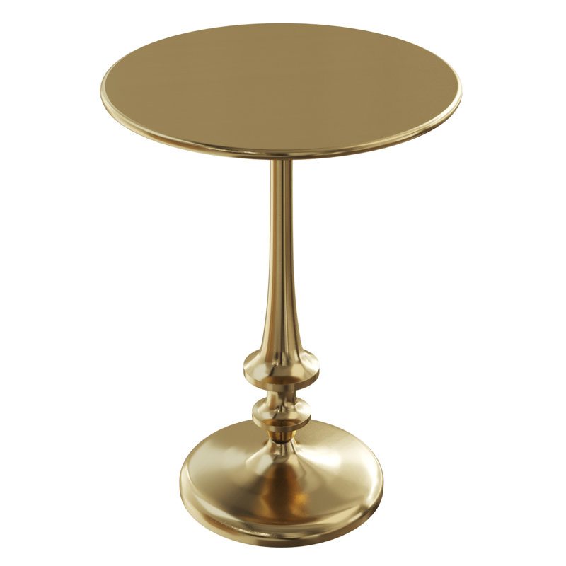 Side Table - Iron Pedestal Table with Antiqued Brass Finish for Couch, Loveseat, Entryway, or Bed - Vintage Living Room Furniture 