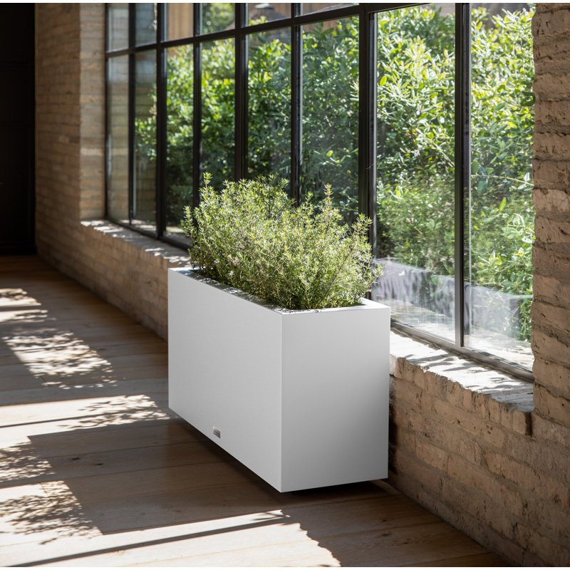 Block Series Long Box Planter, 16” H x 32” W x 10” D, White
