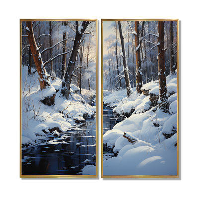Winter Silent Woods II - Winter Landscape Large Wall Art 2-Panels