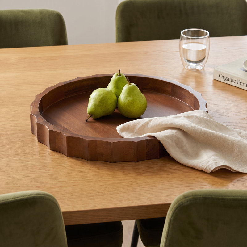 Montara Fluted Round Serving Tray, 2" H x 15" W x 15" D, Walnut Brown
