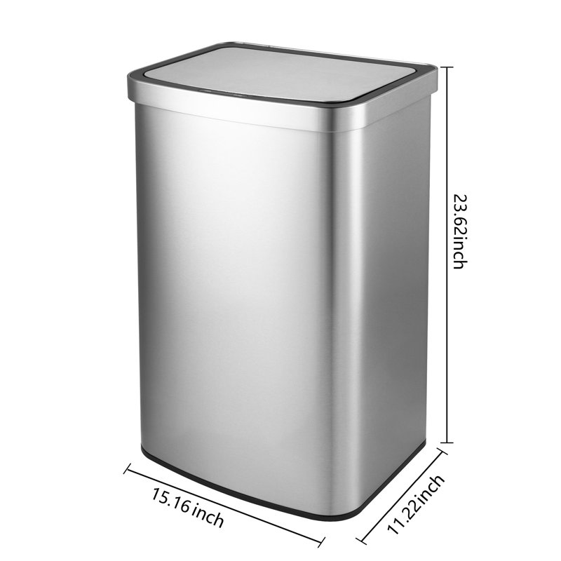 Innovaze 13.2 Gal./50 Liter Stainless Steel Rectangular Motion Sensor Trash Can for Kitchen