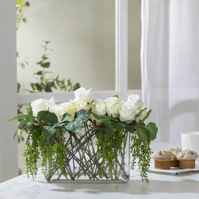 Roses Floral Arrangement in Decorative Vase -  Greyleigh™, 9BACAEEA94304102BDD388E4443B7DE1