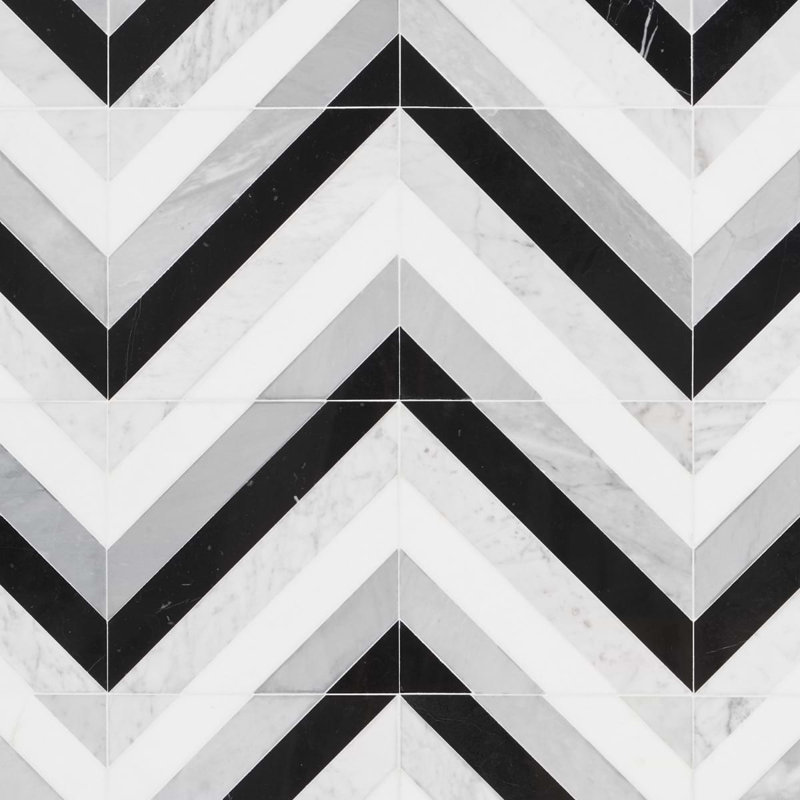 Bowery 8x8 Geometric Polished Marble Mosaic Tile