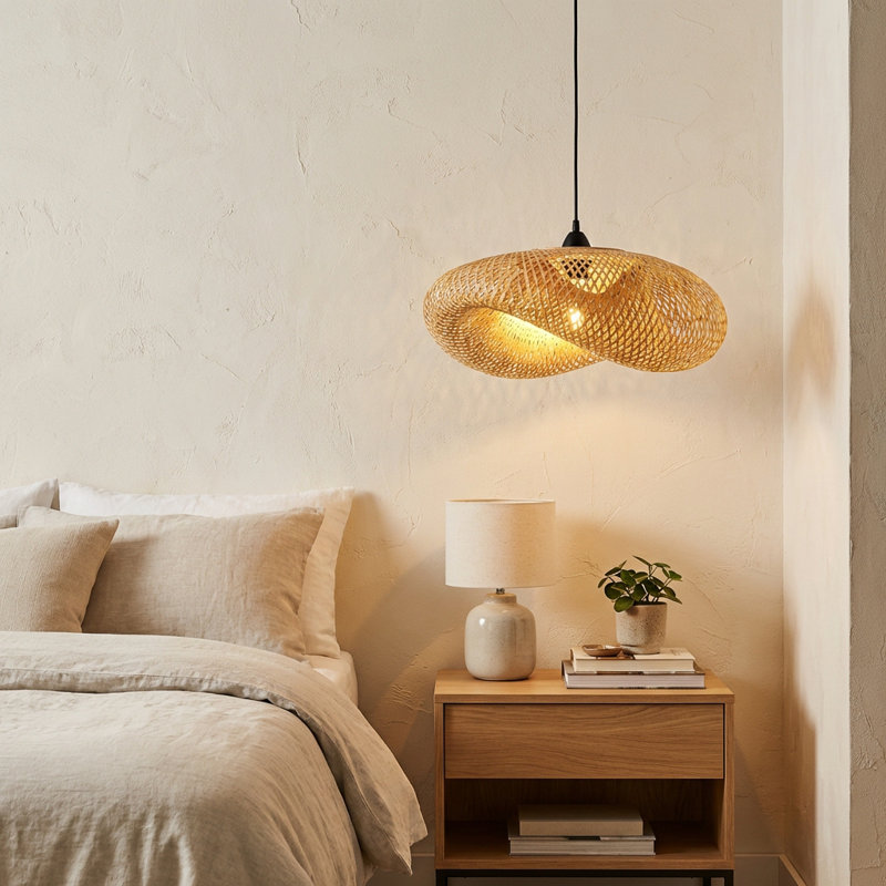 Luminaires suspendus en bambou tissé Cordrey Farmhouse