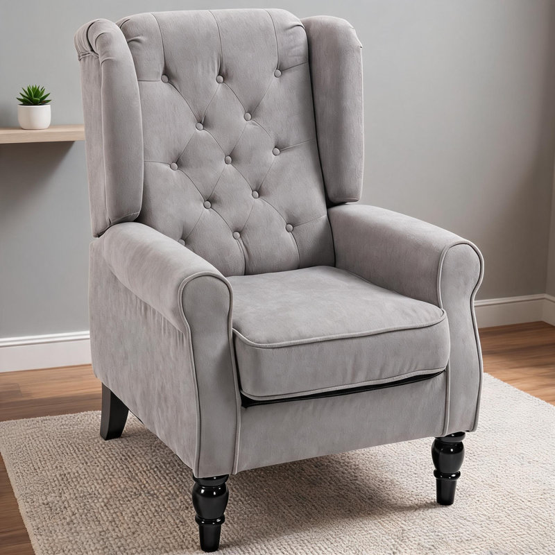 Fauteuil à oreilles capitonné pour le bureau de la chambre à coucher pour salon, Grey