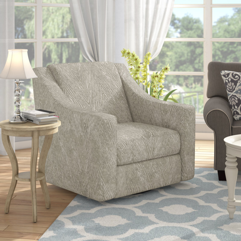 Ramero 37" Wide Polyester Swivel Club Chair, Cream