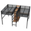 Lit mezzanine simple au-dessus d'un lit simple en métal avec bureau, armoire, tablettes et prise de courant-819501997