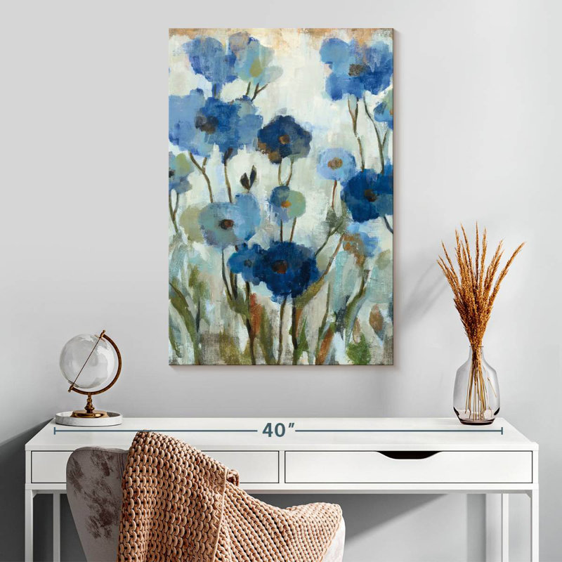 Harnek Abstracted Floral In Blue II, 30" H x 20" W