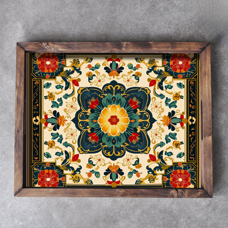 Elegant Solid Wood Tray, 18.9 x 15.0 x 1.6 inches | UV Printed on 0.2-inch Thick MDF | Perfect for Serving, Organizing, and Home Décor | Durable and Stylish Design for Any Occasion