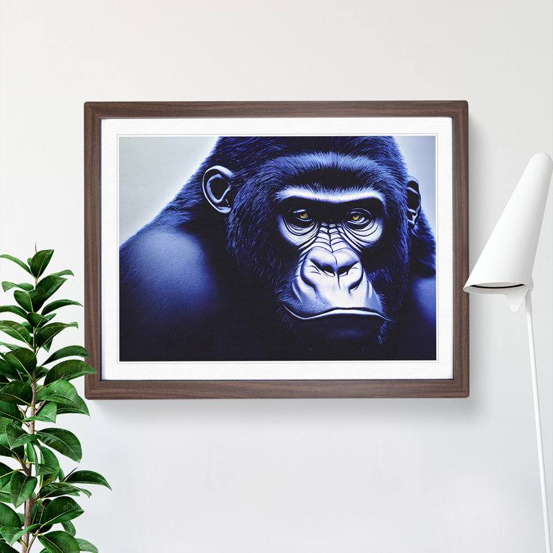 A Resplendent Gorilla - Single Picture Frame Print, 25cm H x 34cm W x 2cm D, Walnut Framed