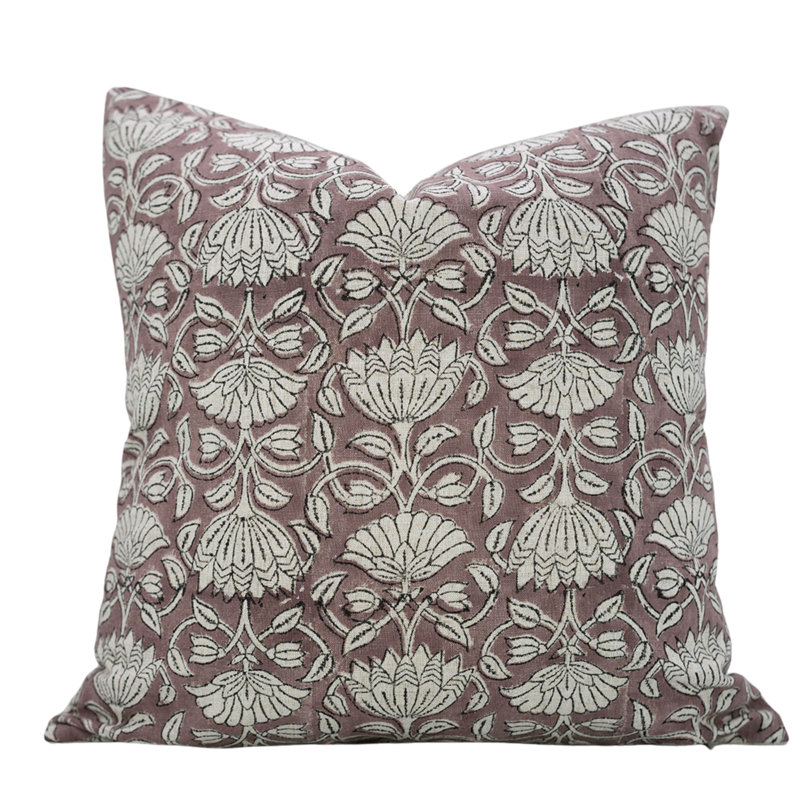 Housse de coussin imprimée à la main Fabividine Fabividine - Ulta Kamal, Carrée, H 26 po x l 26 po