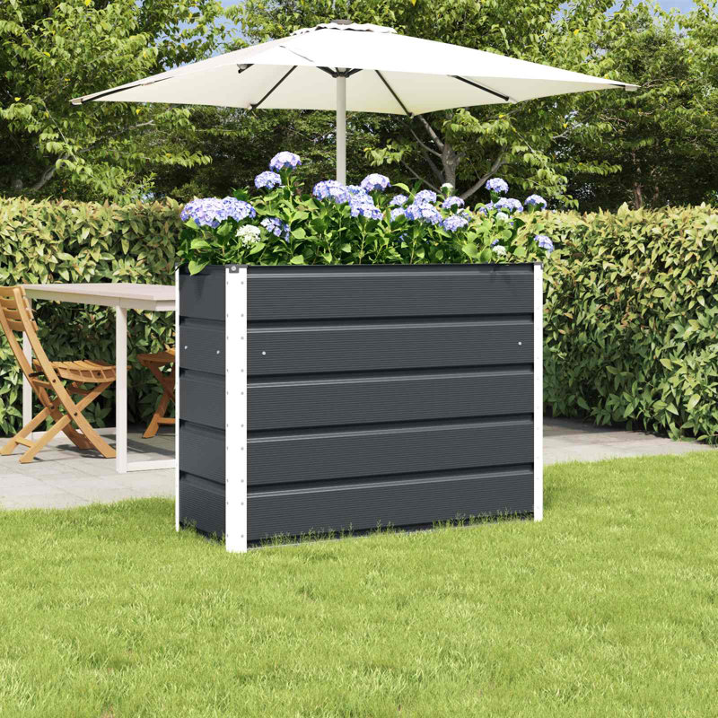 Planter Anthracite Steel 39.37 x 15.75 x 29.53 in Tall Rectangular Outdoor Planter, Anthracite, 29.53" H x 39.3" W x 15.75" D
