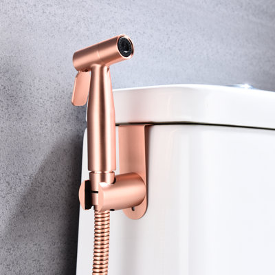 Bidet en métal rose doré pour toilette, à main et hygiénique avec propriétés de corrosion réglables pour le débit de pulvérisation