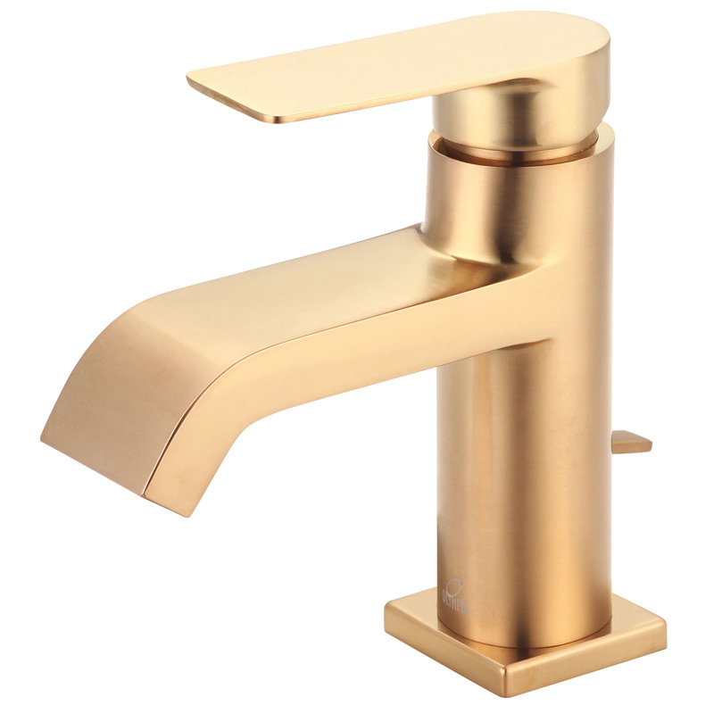 Single-Hole Single-handle Bathroom Faucet with Drain Assembly, Brushed Gold