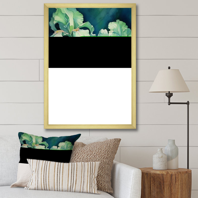 " Green Iris Petal ", Gold Picture Framed, 32" H x 24" W x 1" D