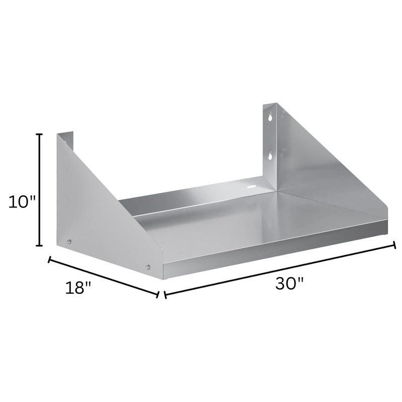 Étagère murale et utilitaire Express KitchQuip en acier inoxydable de qualité commerciale H 10 po x l 30 po x P 18 po
