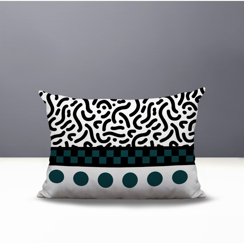 Oreiller rectangulaire réversible intérieur / extérieur Kixie, Rectangulaire H 14 po x l 20 po, Émeraude