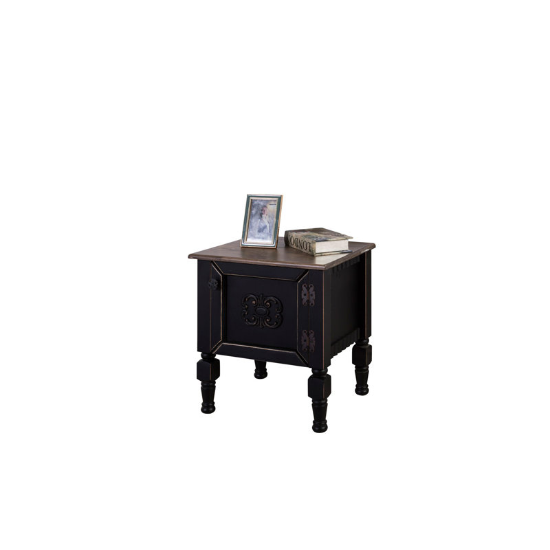 Elegant Black Nightstand with Hornbeam Legs, 19.7 x 15.7 x 20.5 inches | 100% MDF Construction, 0.4-inch Thickness | Spruce Wooden Top | Ideal for Traditional Home Decor, Sturdy and Stylish Design