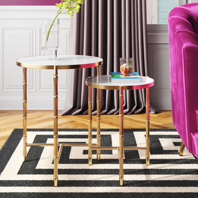 Lorenzo Mirrored Glass Top Nesting Tables