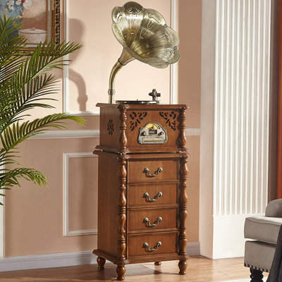 Tan+Gold Rectangular Solid Wood Media Players