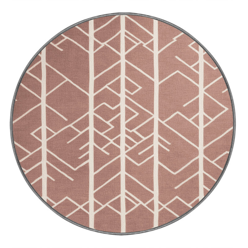Tapis brun treillis lavable à la machine, Rond 5 pi