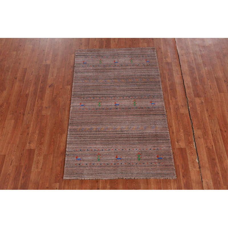 Tapis tribal rayé Gabbeh 3 x 5