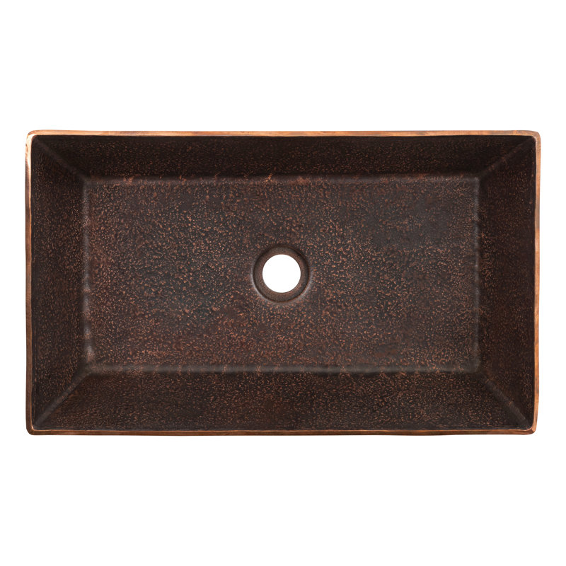 20” Rectangle Vessel Terra Firma Copper Sink, Dark Brown