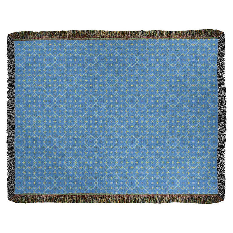 Couverture en coton tissé Katelyn Elizabeth, l 37 po x L 52 po, Bleu / Orange
