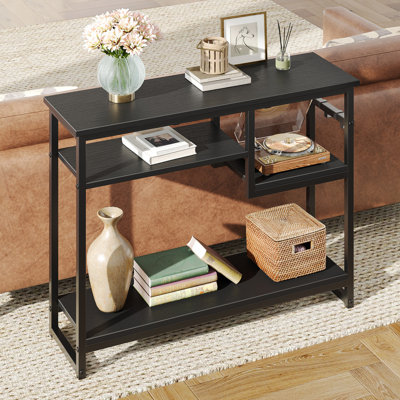 39.4" Console Table for Entryway with 4 Tier Storage Shelves