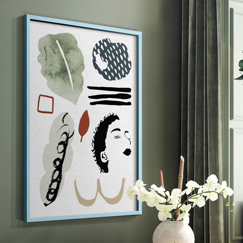 Collection encadrée Mindfulness III - bois massif, Bleu, H 10 po x l 8 po