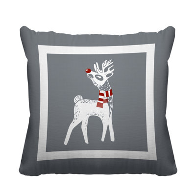 Coussin décoratif intérieur / extérieur Folk Christmas Reindeer